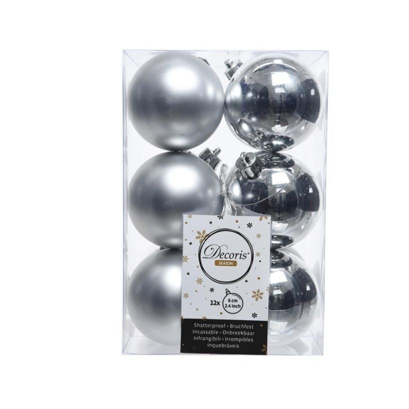 Het beste slecht humeur Vervullen 12 onbreekbare kerstballen zilver 6 cm - DeOosteindeOnline.nl