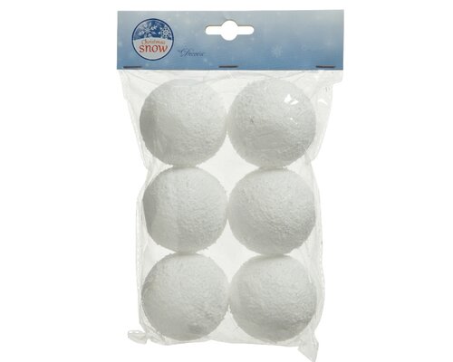 6 sneeuwballen met hanger 6 cm wit