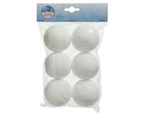 6 sneeuwballen met hanger 6 cm wit