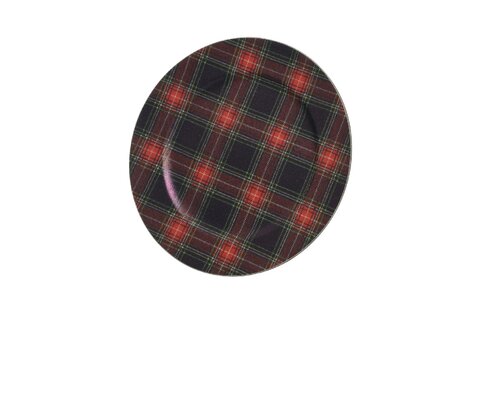 Decoratiebord ruit donker rood rond 33 cm