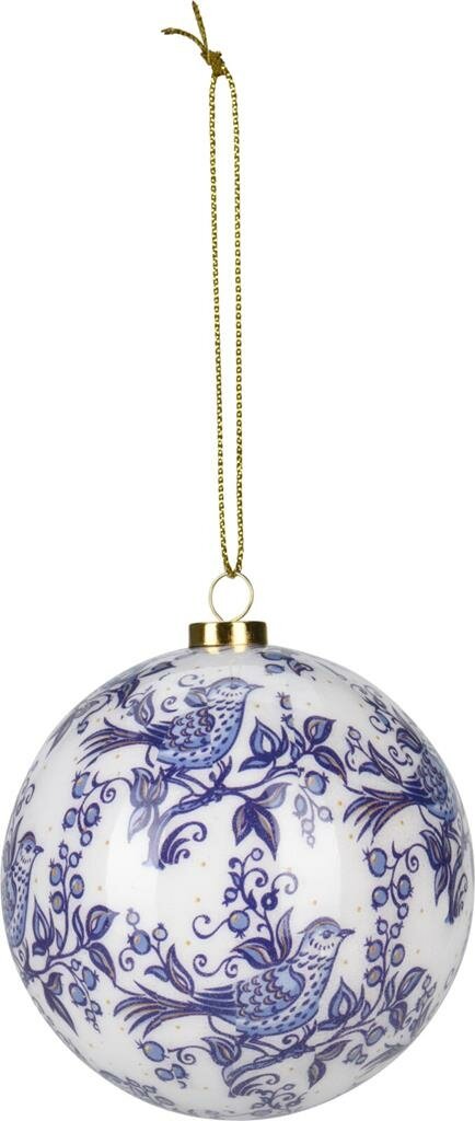 Kerstbal foam 8 cm delft blauw vogel