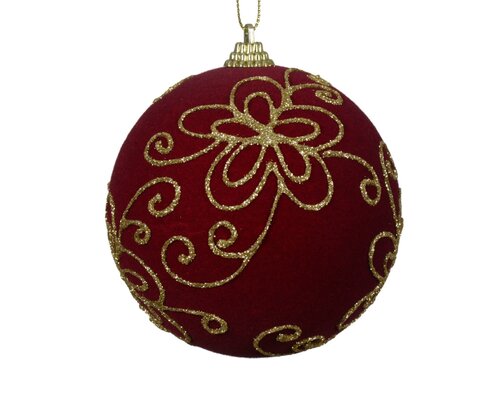 Kerstbal foam 10 cm ossenbloed / goud