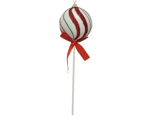 Kerstbal foam op stok 8 cm rood