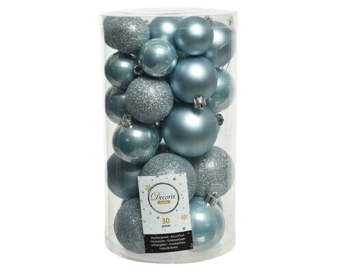 30 onbreekbare kerstballen mixkoker mistig blauw