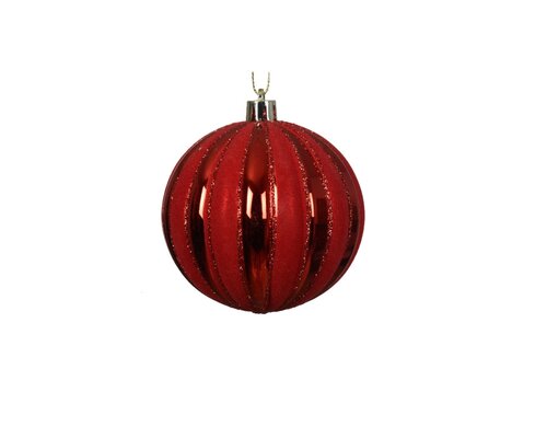 Kerstbal kunststof 8 cm rond rood