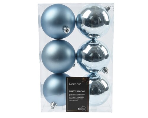 6 onbreekbare kerstballen 8 cm blue ice