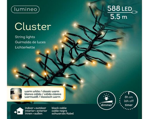 LED clusterverlichting warm wit / klassiek warm 588 lampjes - afbeelding 2