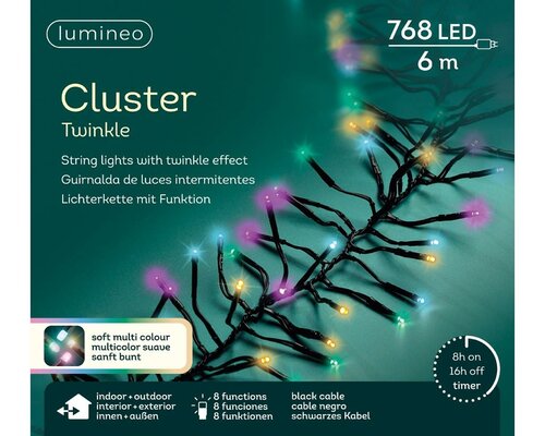 Led Clusterverlichting 768 lampjes soft multicolour - afbeelding 2