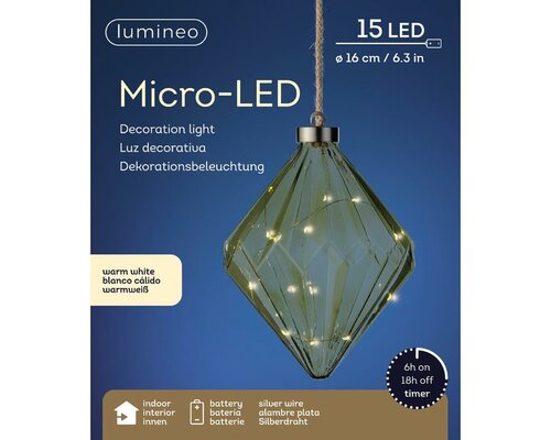 Micro led diamant 16 cm groen warm wit - afbeelding 2