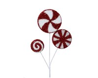 Lolly op stok van foam 7 cm rood / wit