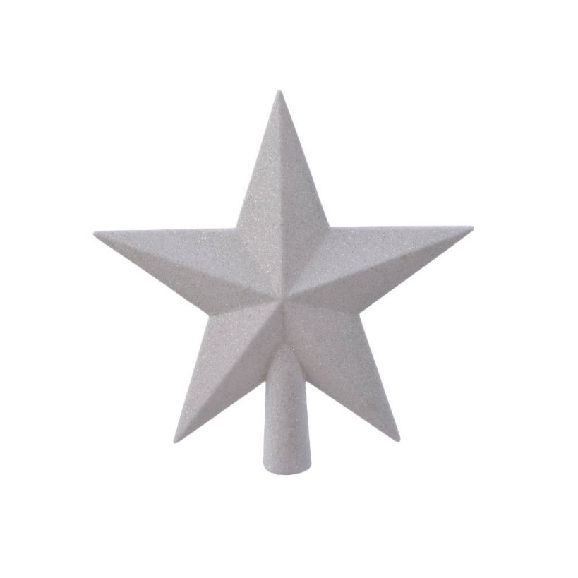 Decoris Piek Plastic Ster Glitter Winterwit 4.2x19x19cm