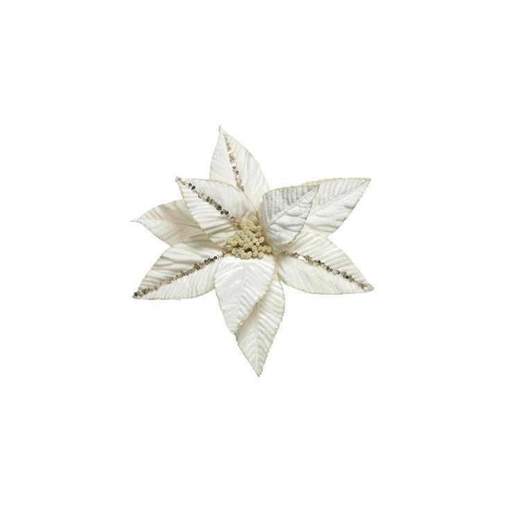 Poinsettia fluweel cream 32 cm