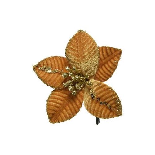 Poinsettia fluweel goud 20 cm