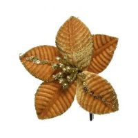 Poinsettia fluweel goud 20 cm