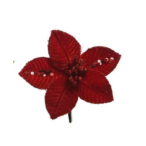 Poinsettia fluweel rood 20 cm