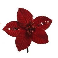 Poinsettia fluweel rood 20 cm