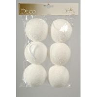 6 sneeuwballen met hanger / 8cm / wit