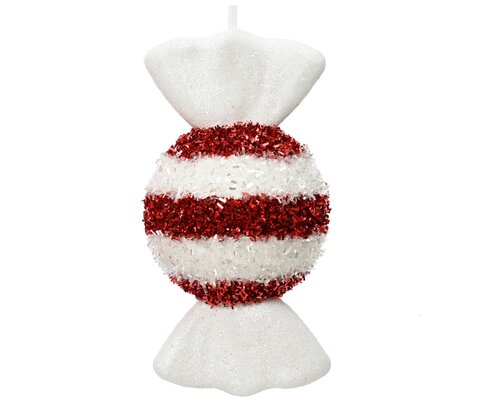 Figuur foam snoep wit / rood 15 cm