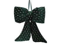 Strik polyester donker groen met glitter 37 cm