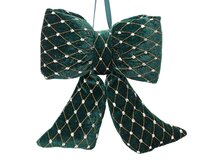 Strik polyester donker groen met glitter 21 cm